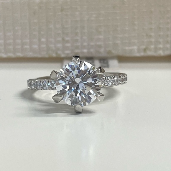 2.00ct 6 Prong Round Diamond CZ Engagement Ring Sterling Silver - Picture 15 of 15